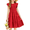 Red, variant on Girls Summer Flutter Short Sleeve Sundress Smocked Elastic Waist Tiered Midi Dress with Pockets
