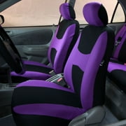 FH Group Light & Breezy Seat Covers for Auto, 4 Headrests Full Auto Seat Covers Set, Purple and Black