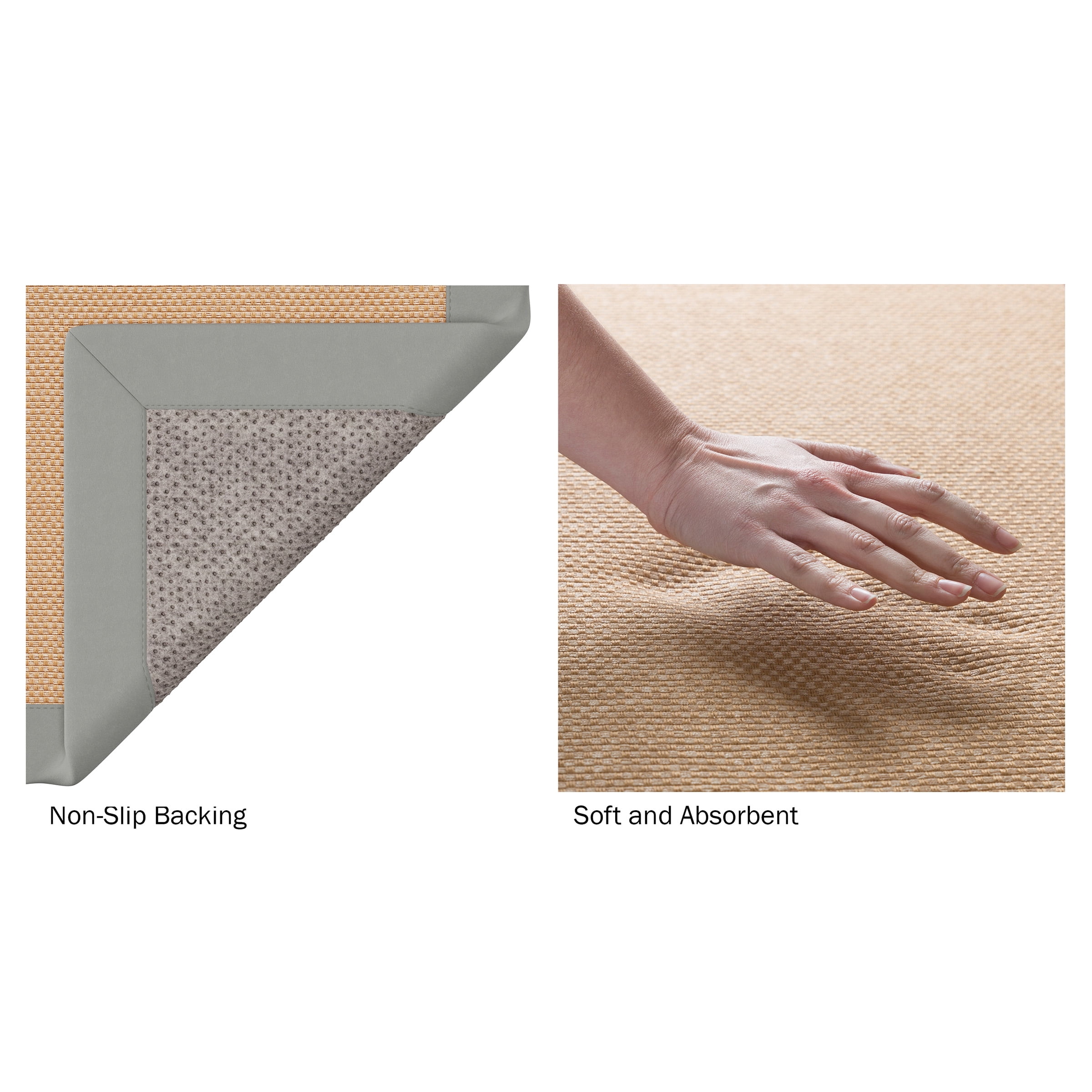 Bathroom Rug Set- 2-Piece Memory Foam Bath Mats in Platinum Gray & Tan- Non-Slip Absorbent Runner for Shower, Tub, Sink or Kitchen by Somerset Home