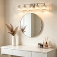 thumbnail image 2 of Deyidn Modern 5-Light Bathroom Vanity Light with Crystal Shades, 39 Inch Chrome Dimmable Light Fixture for Mirror, 2 of 9