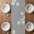 thumbnail image 4 of Table Runner 70 Inches Long for Kitchen Dining, White Dandelion Dresser Scarf Farmhouse, Dining Table Decorations for Wedding/Parties, Spring Plants Flowers Vintage Gray 13 x 70 In, 4 of 8