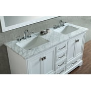 Stufurhome Newport White 60 Inch Double Sink Bathroom Vanity With Mirror