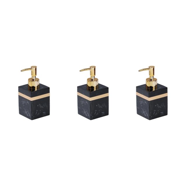 Ruiboury Distributeur de Savon en Résine Réutilisable pour Table Cuisine Douche Shampoing Salle de Bain Noir 250 ml Ensemble de 3