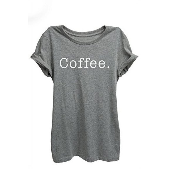 Coffee. Relaxed T-Shirt Tee - Women - Heather Grey WHT PRNT - XX-Large