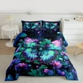 thumbnail image 2 of Manfei Female Men Green Butterfly Full Size Comforter Sets 3-Piece,Chic Floral Flowers Bedding Comforter Set,Abstract Gradient Lightweight Bedding Sets,Microfiber Bedroom Decor,Reversible, 2 of 8
