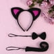 thumbnail image 3 of 3 piezas para niños, orejas de gato, diadema, pajaritas, cola, conjunto, fiesta, disfraz de cosplay (negro y rosado), 3 of 7