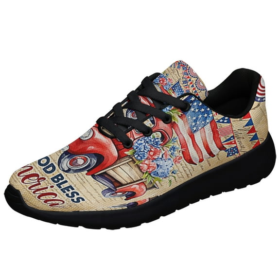 God Bless America Red Truck 4th Of July Shoes Sneakers Black Size 3.5