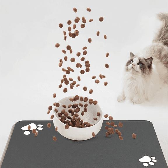 【Spill Control】No-Spill Dog Bowl Mat for Hardwood Floors - Super Absorbent Drip Tray, Non-Slip Feeding Mat for Food/Water (Large Size, Machine Washable)