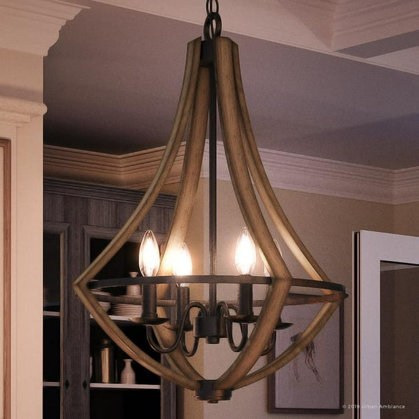 Urban Ambiance Luxury Farmhouse Chandelier, Medium Size 24"H x 18.25"W, with Rustic Style
