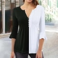 thumbnail image 2 of Camisetas con Cuello en V Mujeres Moda Impresa 3/4 Mangas Blusa, Top Cómodo Casual para el Hogar Y Diario, 2 of 5