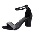 thumbnail image 7 of Women's Heeled Sandals Open Toe Glitter Rhinestone Band Ankle Strap Heels Party Prom Dress Pumps Shoes Black Size 8, 7 of 7