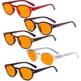 thumbnail image 1 of Eyekepper 5 Pack Retro Key Hole Oval Round Spring-Hinges Computer Reading Glasses Orange Tinted +1.25, 1 of 4