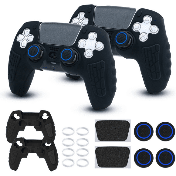 PS5 Controller Cover Case, Anti-Slip Silicone Cover Skin Compatible With PS5 Controller With Thumb Grip Caps, Joystick Protectors And Cover Wrap Sticker(2 Packs)