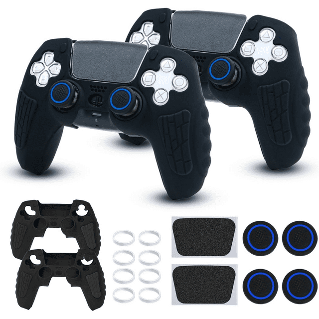 PS5 Controller Cover Case, Anti-Slip Silicone Cover Skin Compatible With PS5 Controller With Thumb Grip Caps, Joystick Protectors And Cover Wrap Sticker(2 Packs)