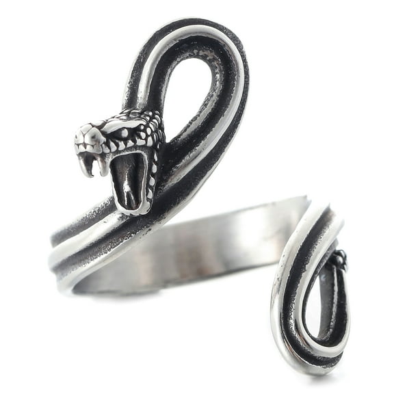 ZMY Home Stainless Steel Snake Ring with Open Mouth and Coiled Body Punk Style Jewelry (11)