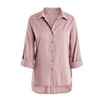 thumbnail image 3 of Stripe Printing Women Long Sleeve Lapei Blouse Female Casual Tops, 3 of 4