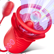 NCTTRP Women Sex Toy Sucking Vibrators - 3 IN 1 Rose Toy Tongue Vibrators for Women, 5 & 10 Modes, Female Couple Sex Toy & Games, Red