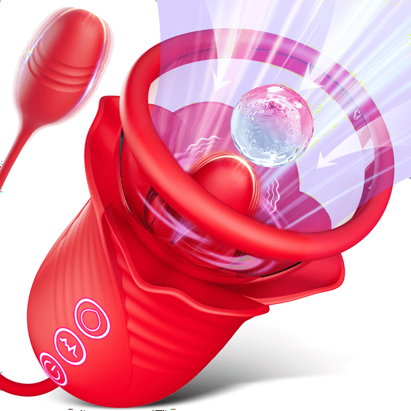 NCTTRP Women Sex Toy Sucking Vibrators - 3 IN 1 Rose Toy Tongue Vibrators for Women, 5 & 10 Modes, Female Couple Sex Toy & Games, Red