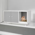 thumbnail image 2 of Pefilos 35" Cat Litter Box Enclosure Hidden Litter Box Furniture, Wooden Cat Washroom Cat House with Scratch Pad, Gray, 2 of 7