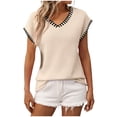 thumbnail image 2 of SPZTSX Knit Tops for Women V-Neck Short Sleeve Fashion Loose Fit Casual Daily Summer Sweater Vests, 2 of 5