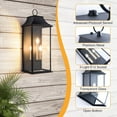 thumbnail image 5 of Lawyettle 3-Light 25" Outdoor Wall Lantern with Dusk to Dawn Sensor, Black Exterior Light with Glass for Porch, Patio, Entryway & House, 5 of 9