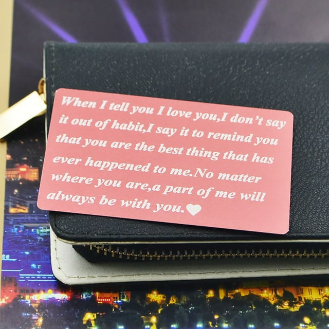 Fiudx Tarjeta de Inserción para Billetera, Construcción de Acero Inoxidable, Regalo Personalizado de San Valentín, Sorpresa de Aniversario, Ideal para Esposo, Esposa o Novia, Tamaño 85 X 55 Mm