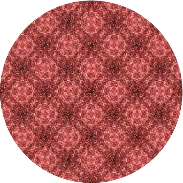 Ahgly Company Tapis Rond Lavable en Machine Intérieur Transitionnel Rouge, 7 Pieds Rond