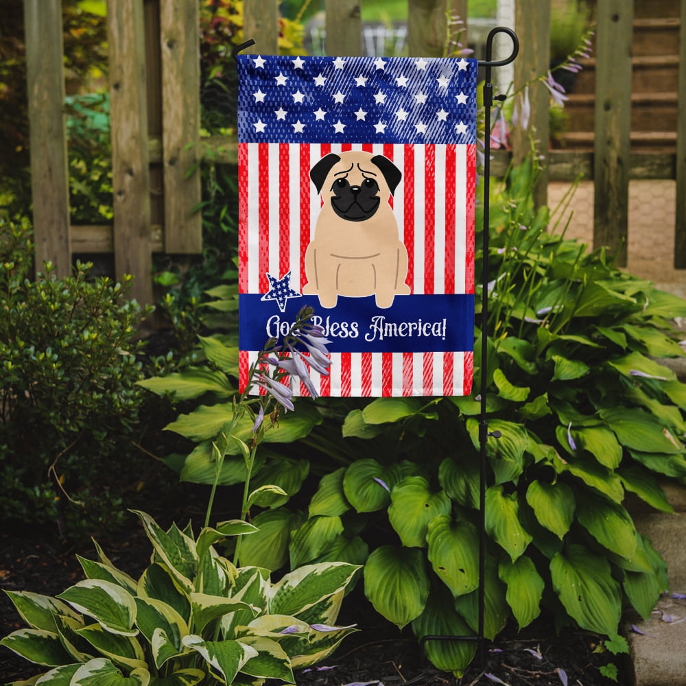 Bandiera Da Giardino Caroline Treasures - Patriotic USA Con Carlino Fulvo - Doppia Faccia 28x38 Cm - Resistente Intemperie - 2