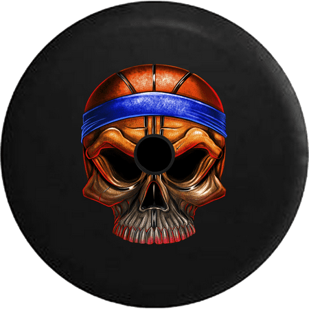 2018 2019 Wrangler JL Backup Camera Basketball Skull Head Headband Spare Tire Cover for Jeep RV 32 (Best Spare Ball 2019)