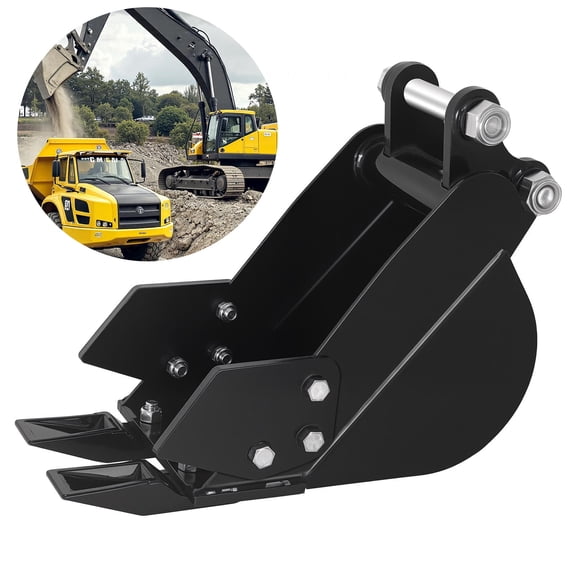 Mini Excavator Bucket 7.78in Excavator Attachments, 200mm Narrow Digging Buckets,  Post Hole Digger Hole Diameter 0.98in, Center Wheelbase 3.7in, Bucket Metal Trenching Digger with Metal Teeth