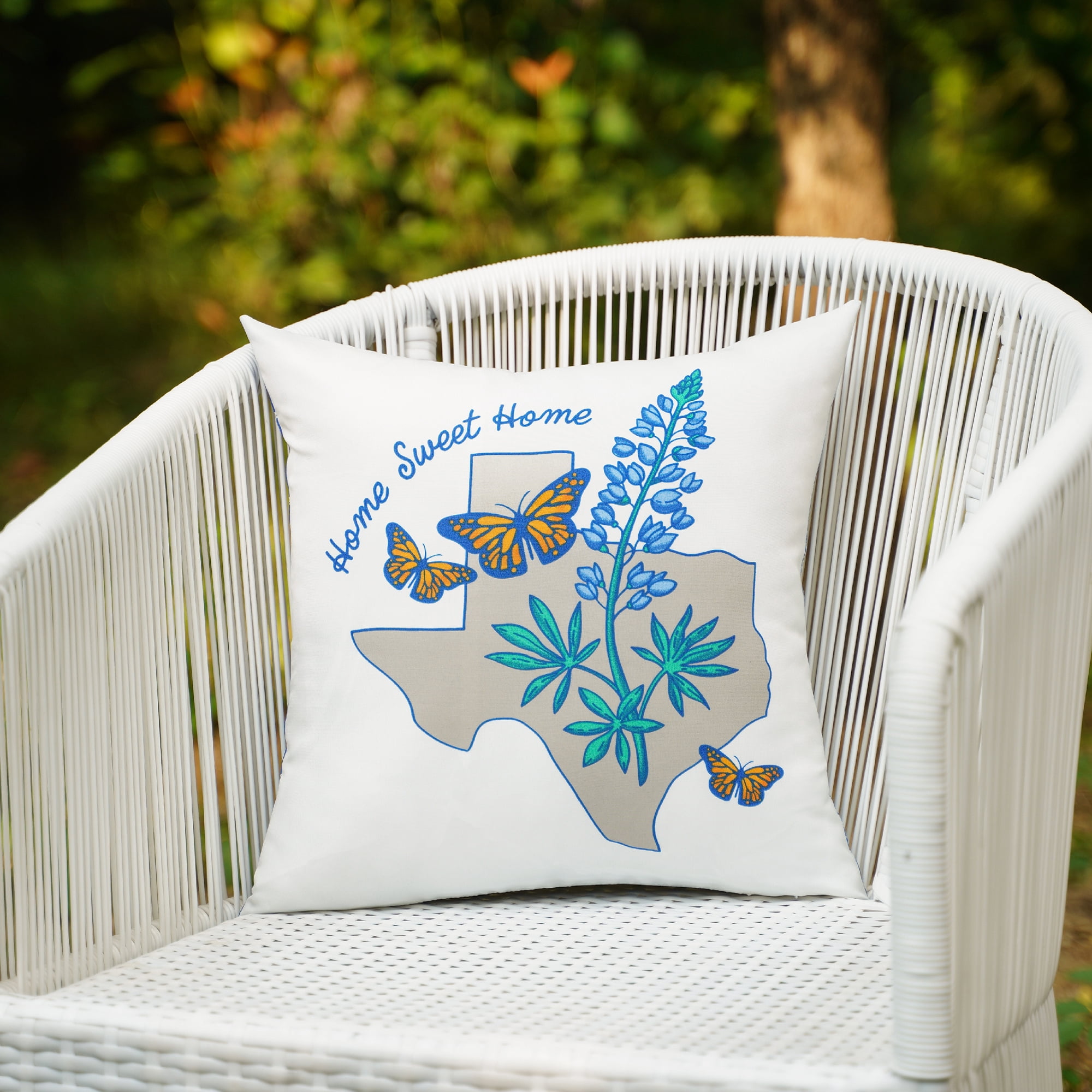 Mainstays 2-pack Texas Home Sweet Home Flower Reversible Outdoor Throw Pillow 16 inch, Multicolor