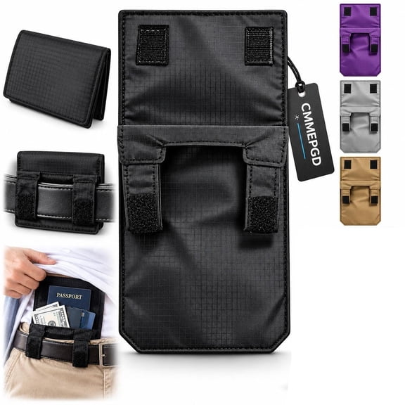 3 in 1 Hidden Pocket Travel Wallet Slim Nylon Passport Pouch Under Clothes Lightweight Fabric Organizer For Men And Women Folds Flat Or Attaches Around Belts To Hold Cash Cards IDs Tickets