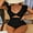 Black, variant on Charmo Ruffled One Piece Swimsuit for Women High Cut Bathing Suits Backless Monokini Swimwear