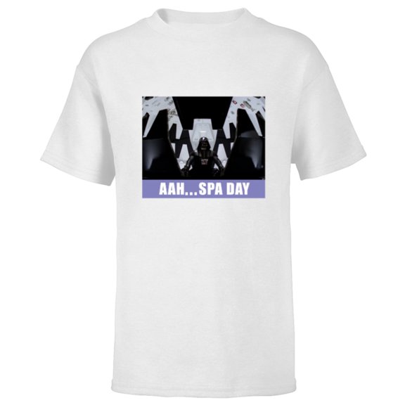 Star Wars Darth Vader Meditation Chamber “Aah…Spa Day” Funny - Short Sleeve T-Shirt for Kids - Customized-White