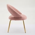 thumbnail image 5 of Set of 1 Velvet Fabric Dining Chairs with Curved Backrest and Golden Metal Legs for Kitchen or Dining Room (Pink), 5 of 11