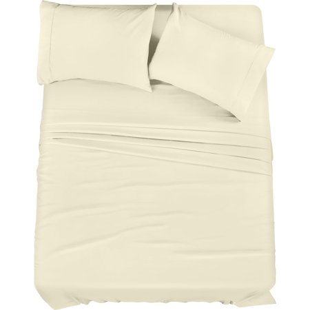 1000-Thread-Count 100% Egyptian Cotton Sheet Set Full Size Fits 9-12 Inches Deep Pocket ( Solid, Vanilla Bean )
