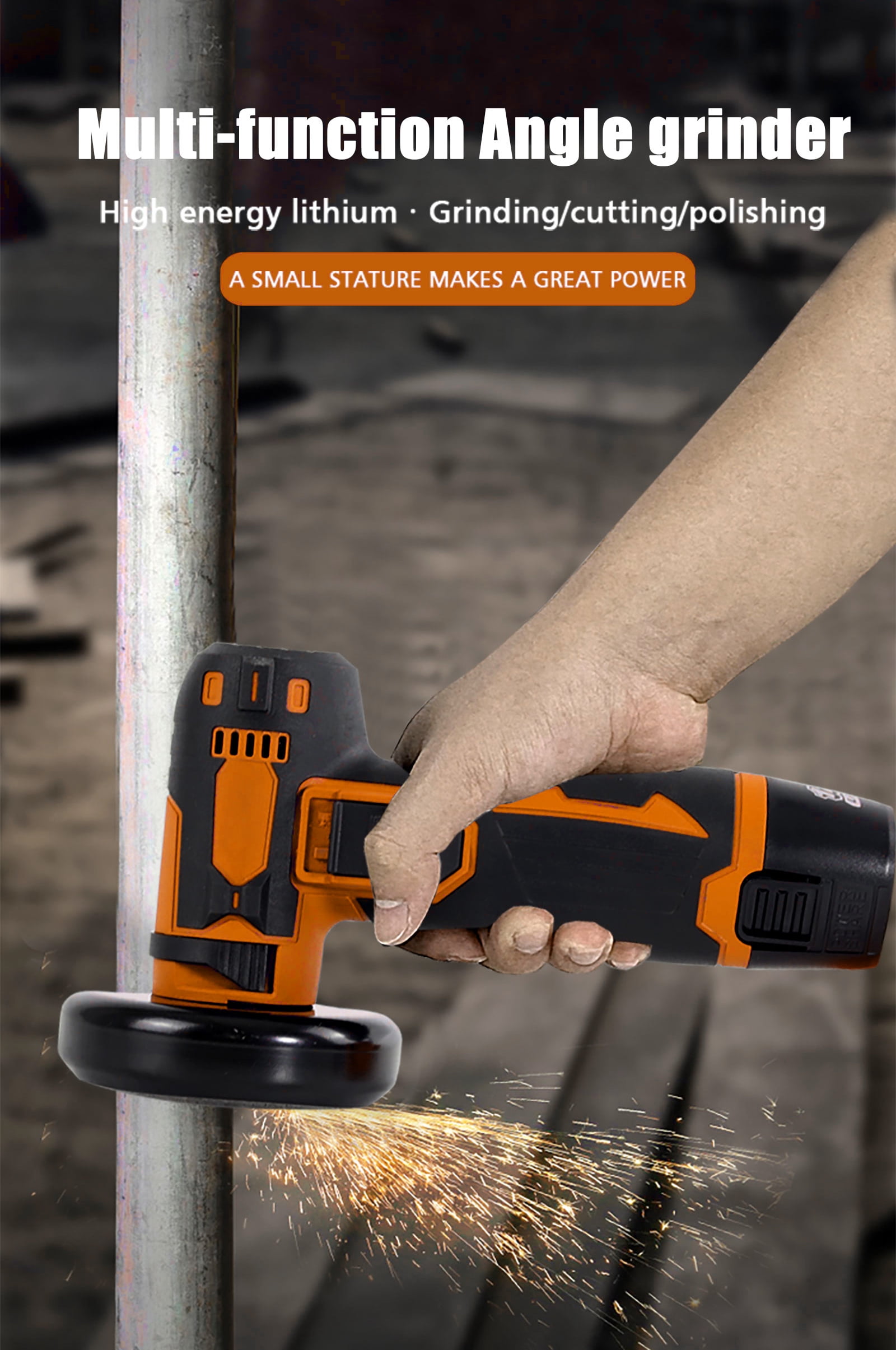 12V Angle Grinder 12V Cordless Brush Angle Grinder Kit, Ginding disc 3 Inch/76mm, Lightweight Angle Grinder Tool 2PCS 1300mAh Battery and Charger, Ergonomic Button Position