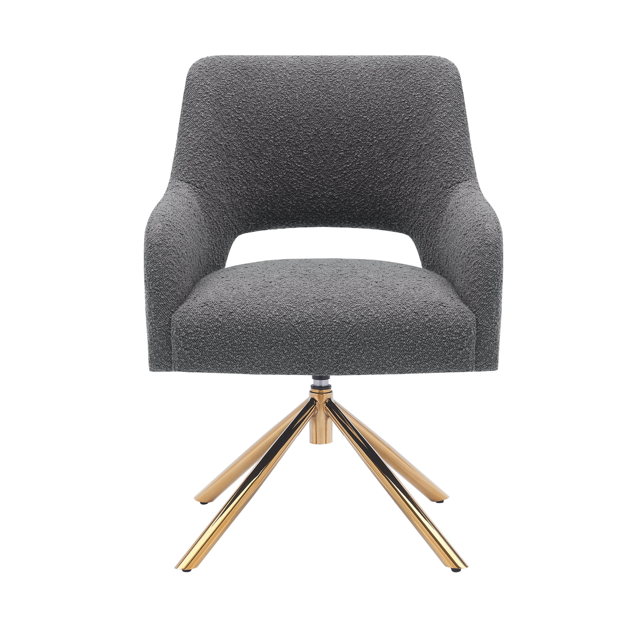 Mid-Century Modern Water and Stain Resistant Boucle Fabric Upholstered Swivel Accent Chair, Gray