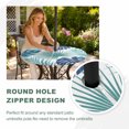 thumbnail image 4 of Round Outdoor Tablecloth with Umbrella Hole and Zipper, Teal Blue Palm Leaves Tablecloth with Elastic Waterproof, Tropical Botanical Summer Patio Table Covers for 36" - 44" Picnic Pool Tables, 4 of 9