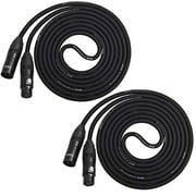 LyxPro Cable Pack: 2 Black - 10 ft - XLR Male to Female 4-Conductor Star Quad Professional Microphone Cables. Low Noise & Sound Clarity