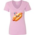 thumbnail image 3 of Inktastic All-american Hot Dog Women's V-Neck T-Shirt, 3 of 5