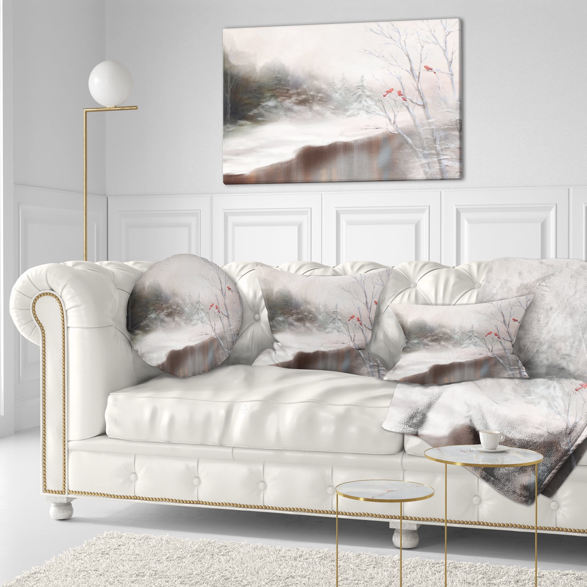 Designart Snowy Silence - Landscape Printed Throw Pillow - 12x20