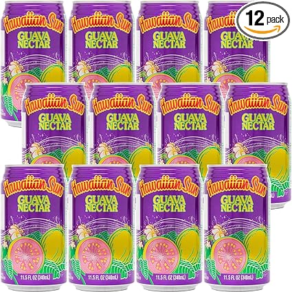 Hawaiian Sun Drinks - Guava Nectar (11.5floz x 12 cans) - Tropical Refreshing Juice
