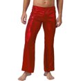 thumbnail image 3 of Alvivi Mens Shiny Metallic 60S 70S Disco Party Flared Long Pants Mid Waist Bell Bottom Clubwear Red M, 3 of 6