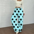 thumbnail image 5 of Flannel Pajama Pants Women Fuzzy Wide Leg Fleece Pj Bottoms Loose Fit Star Print Pajama Pants 2025 Fashion Fall Winter High Waisted Trousers Cyan XL, 5 of 5