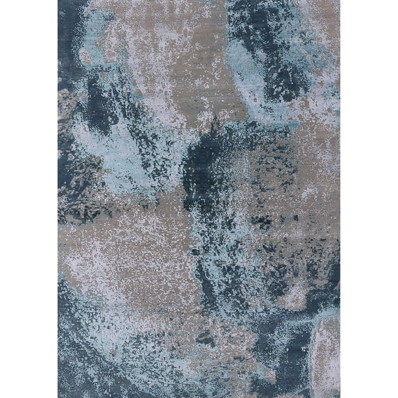 Ahgly Company Machine Washable Indoor Rectangle Industrial Modern Iron Gray Area Rugs, 4' x 6'