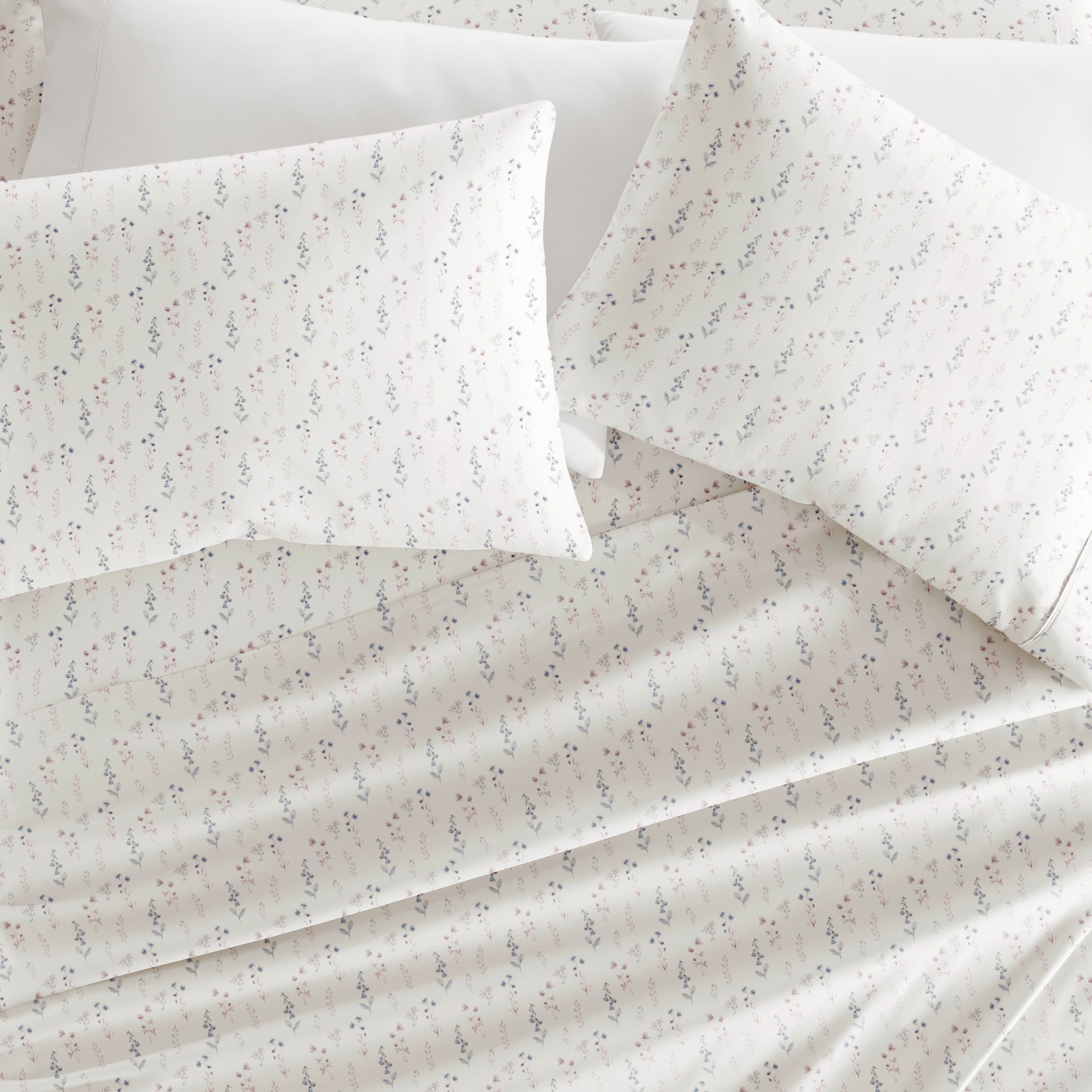 Noble Linens 4 Piece Pattern Microfiber Bed Sheets Set, Ivory Painted Meadow, Twin