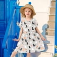thumbnail image 6 of FORMRS Girls Short Sleeve Dress Summer Casual Round Neck A-line Beach Sundress, Sizes 2T-8T, Gray Cartoon Pattern, 6 of 8