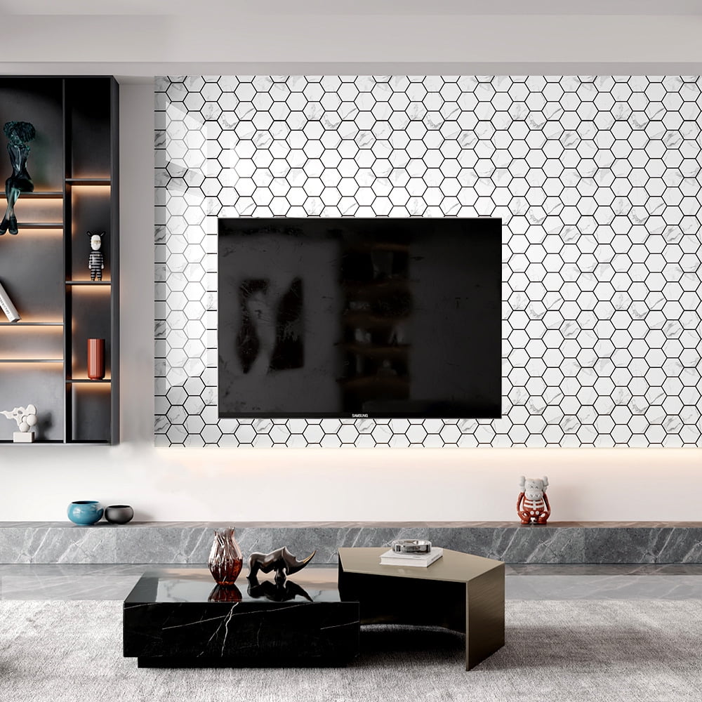 10 Pcs Hexagon Non-Slip Floor Sticker for Home Decor, 12" x 12" Peel and Stick Self-Adhesive Wall Sticker for Living Room Kitchen Bathroom