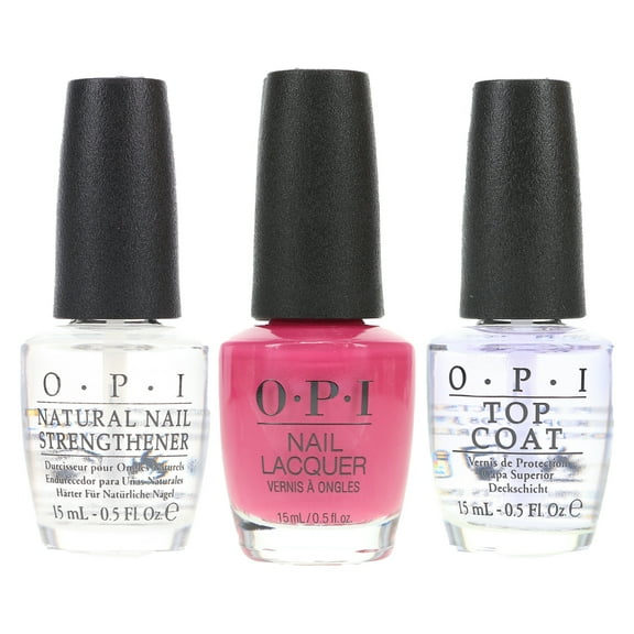 OPI Just Lanai-ing Around 0.5 oz, Top Coat 0.5 oz & Natural Nail Strengthener 0.5 oz Combo Pack